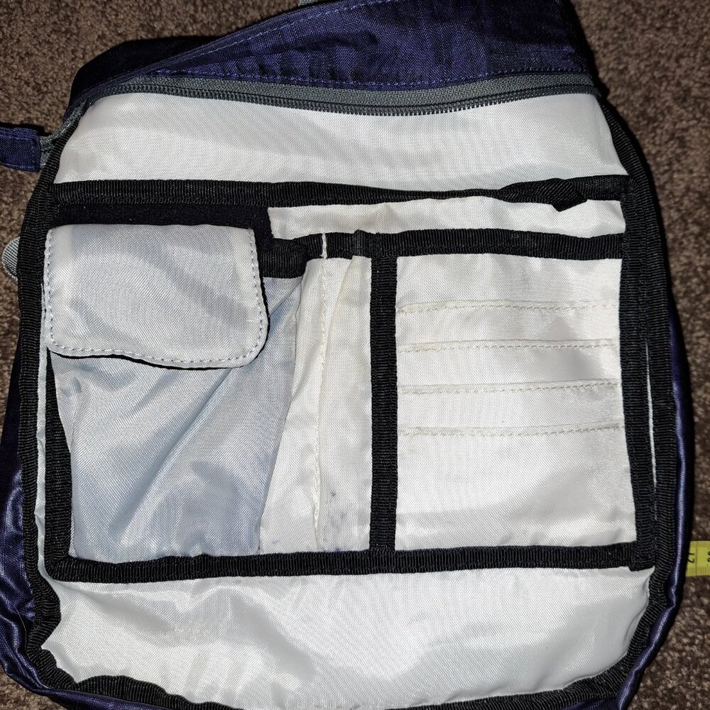 L.L. Bean Purple Crossbody Bag, Nylon, Expandable, Flower Swirl, Travel, Hiking - Picture 3 of 12